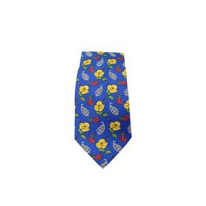 Kenzo Mens Silk Floral Paisley Printed Short Length Tie Royal Blue 56"